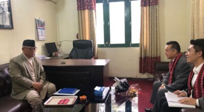 Chinese ambassador Maoming meets NC parliamentary party leader Angdembe