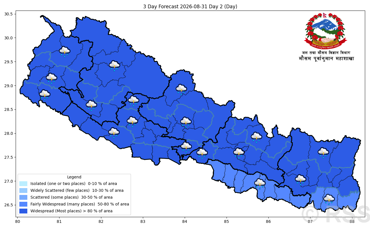 Generally cloudy conditions likely throughout the country