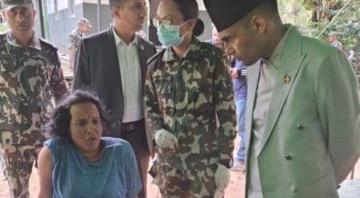 Minister Dr Timilsina visits injured people in Nuwakot