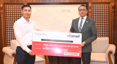 Vianet contributes Rs 2 million to prime minister disaster relief fund
