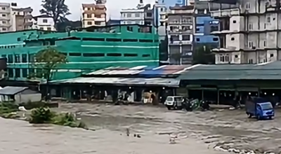 Flood risk increases at Balkhu vegetable market