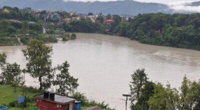 Seti River in Pokhara creates lake, security surveillance increased in Ramghat area