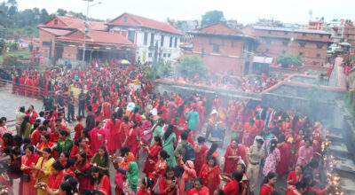 Thousands visit Pashupatinath temple for Teej festival