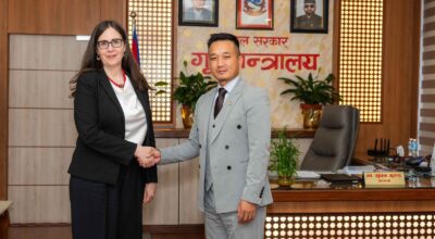 Home Minister Sudan Gurung, US envoy Megan Bouldin discuss disaster response and flood victims