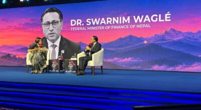 Finance Minister Wagle meets Indian PM Modi at NDTV World Summit